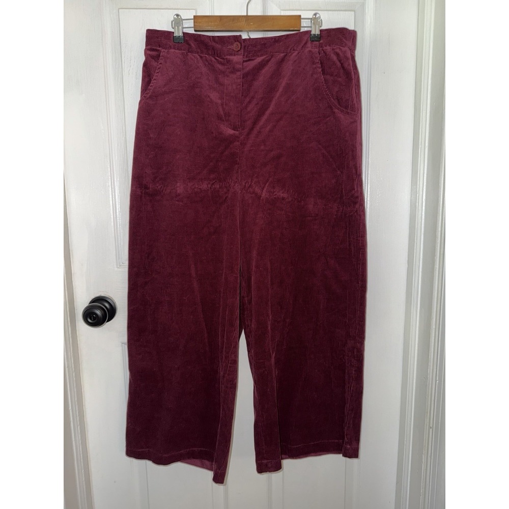 NEW Gudrun Sjoden Women's Burgundy Corduroy Trouser Wide Leg Crop Size L